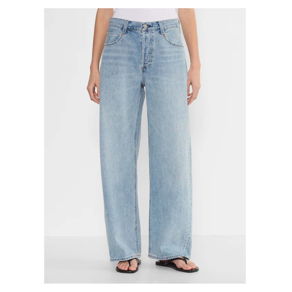 Denim Forum The 90s Lite Hi-Rise Wide Leg Jeans Light Wash Blue Women Size 28